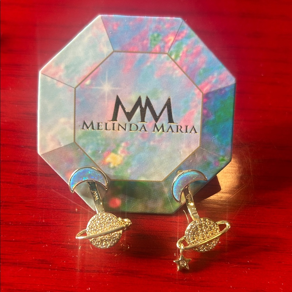 Melinda Maria Silver and Blue Celestial Earrings